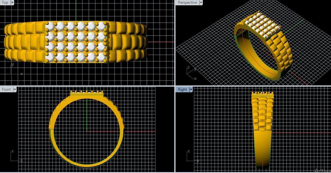 Gents Cluster Ring 3dm file 3D print model_1