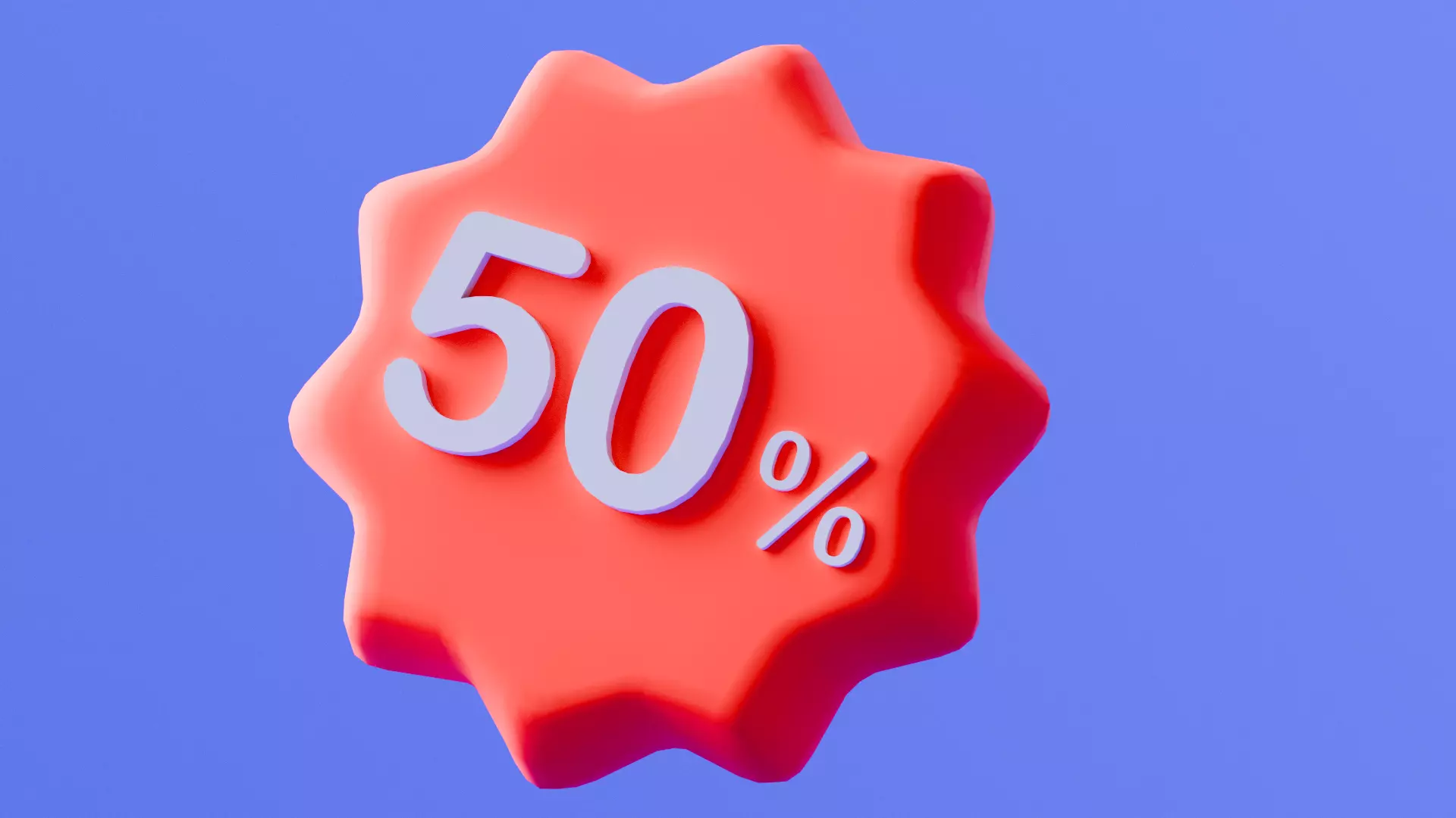 Marketing Icons - Discount 50 percent Low-poly 3D model
