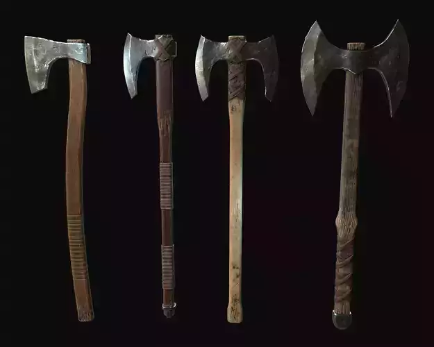 2 handed nordic style battle axes