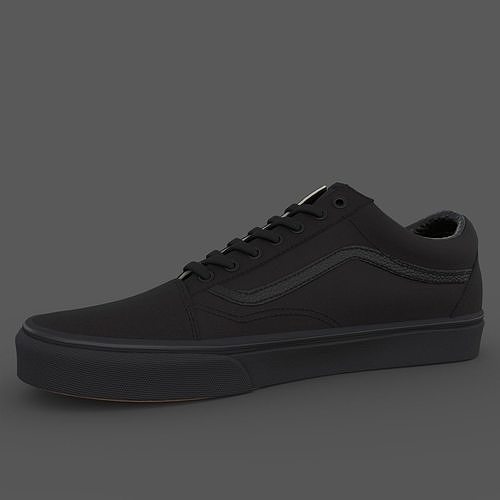 VANS182 Old Skool True Black Low-poly 3D model