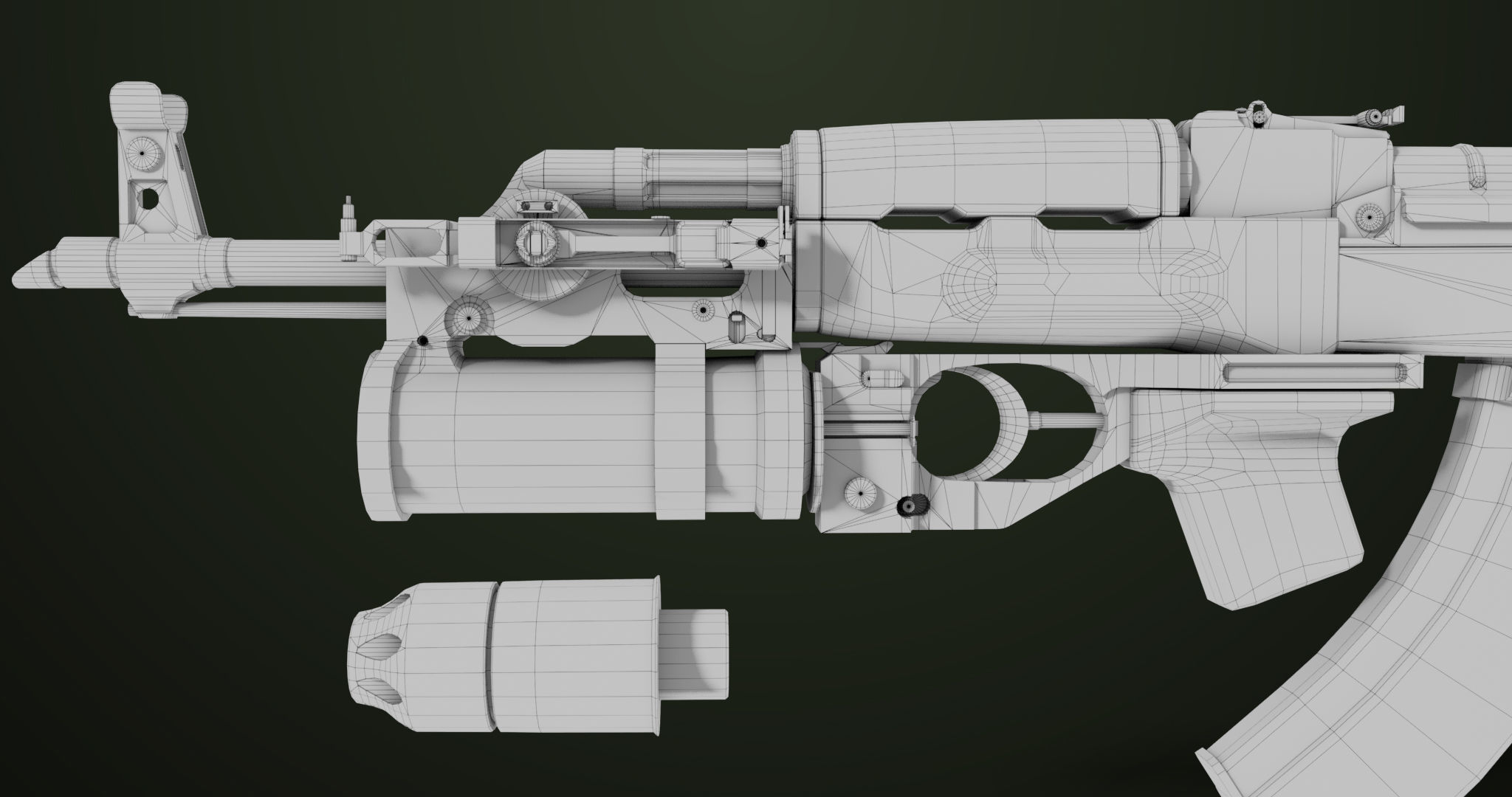 AKMS Light Machine Gun 10 Wood All PBR Unity UE Textures Low-poly 3D model_92