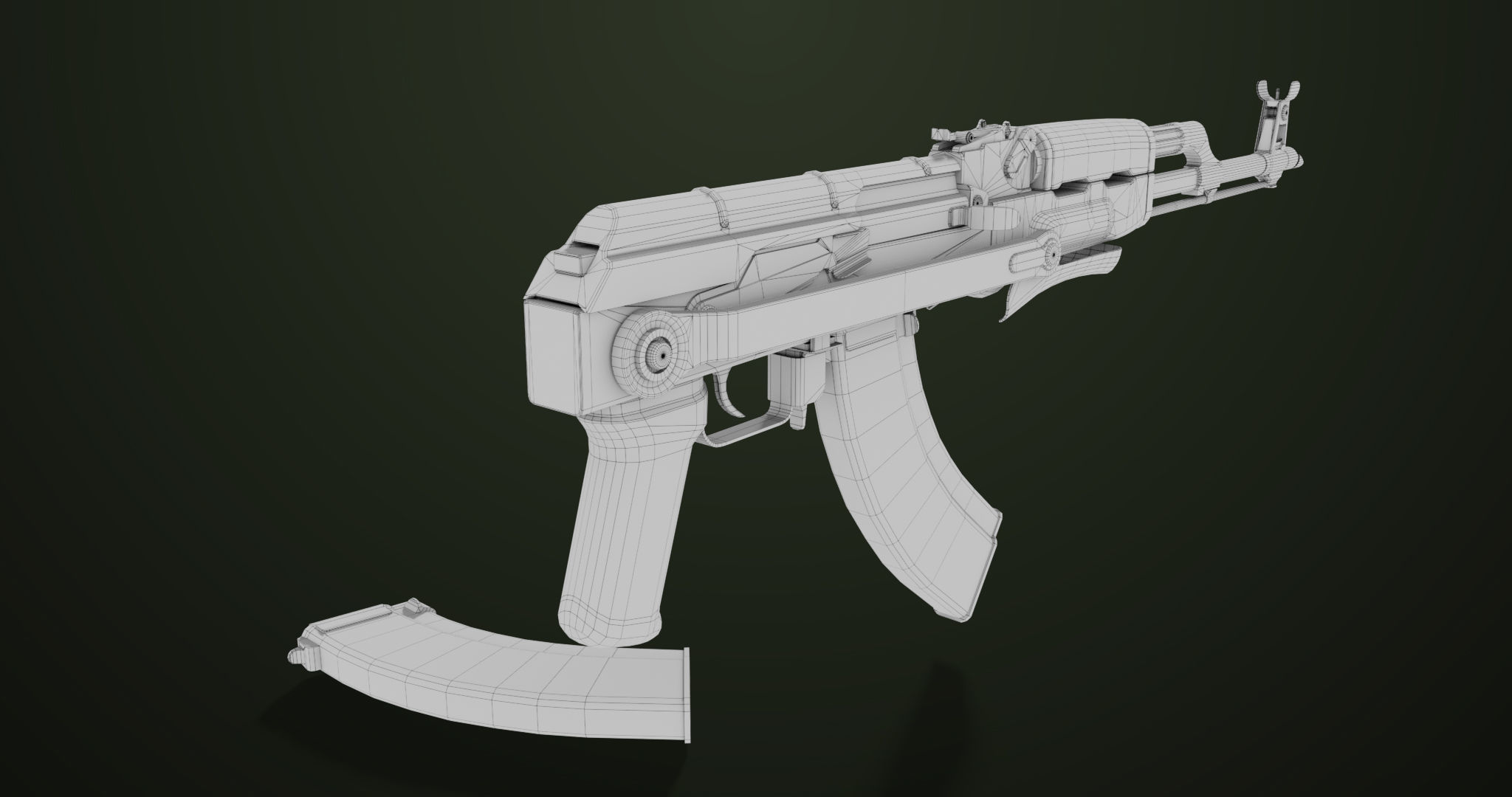 AKMS Light Machine Gun 10 Wood All PBR Unity UE Textures Low-poly 3D model_86