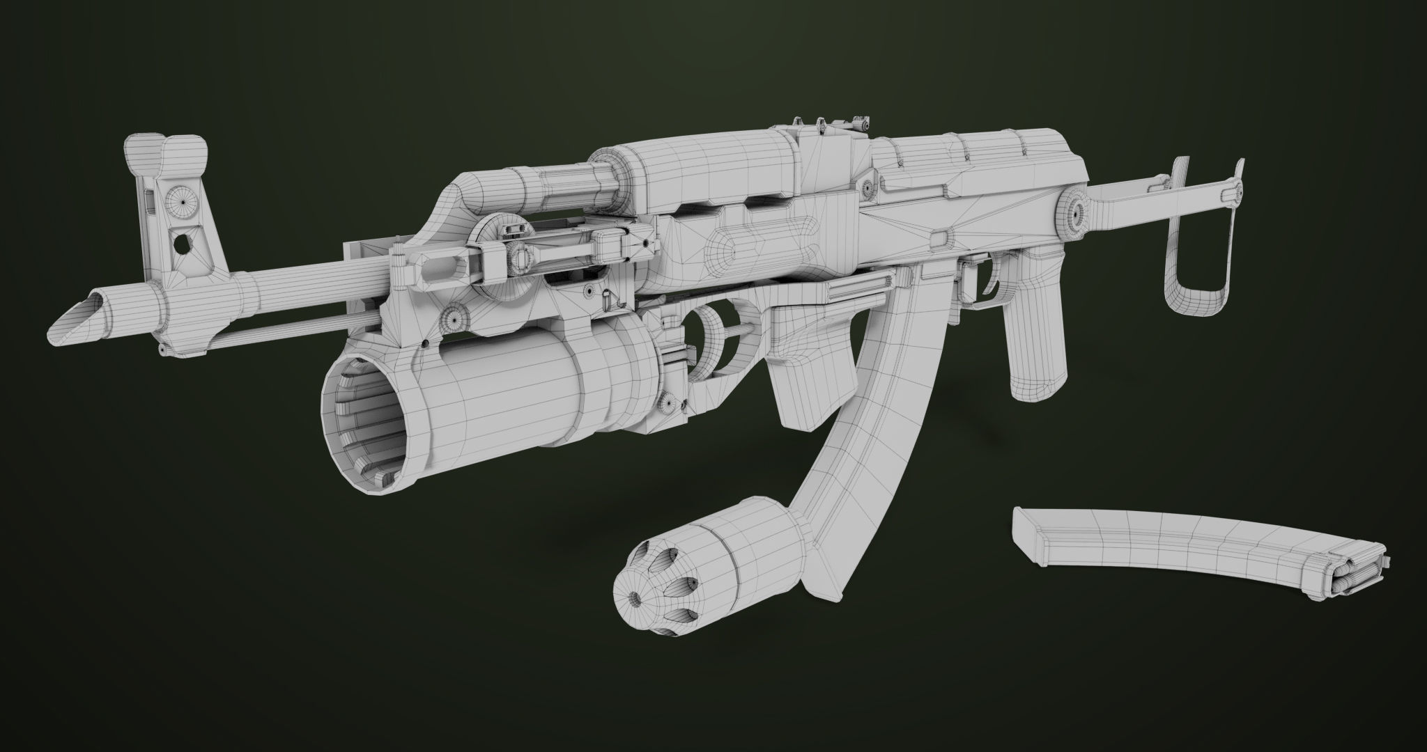 AKMS Light Machine Gun 10 Wood All PBR Unity UE Textures Low-poly 3D model_88