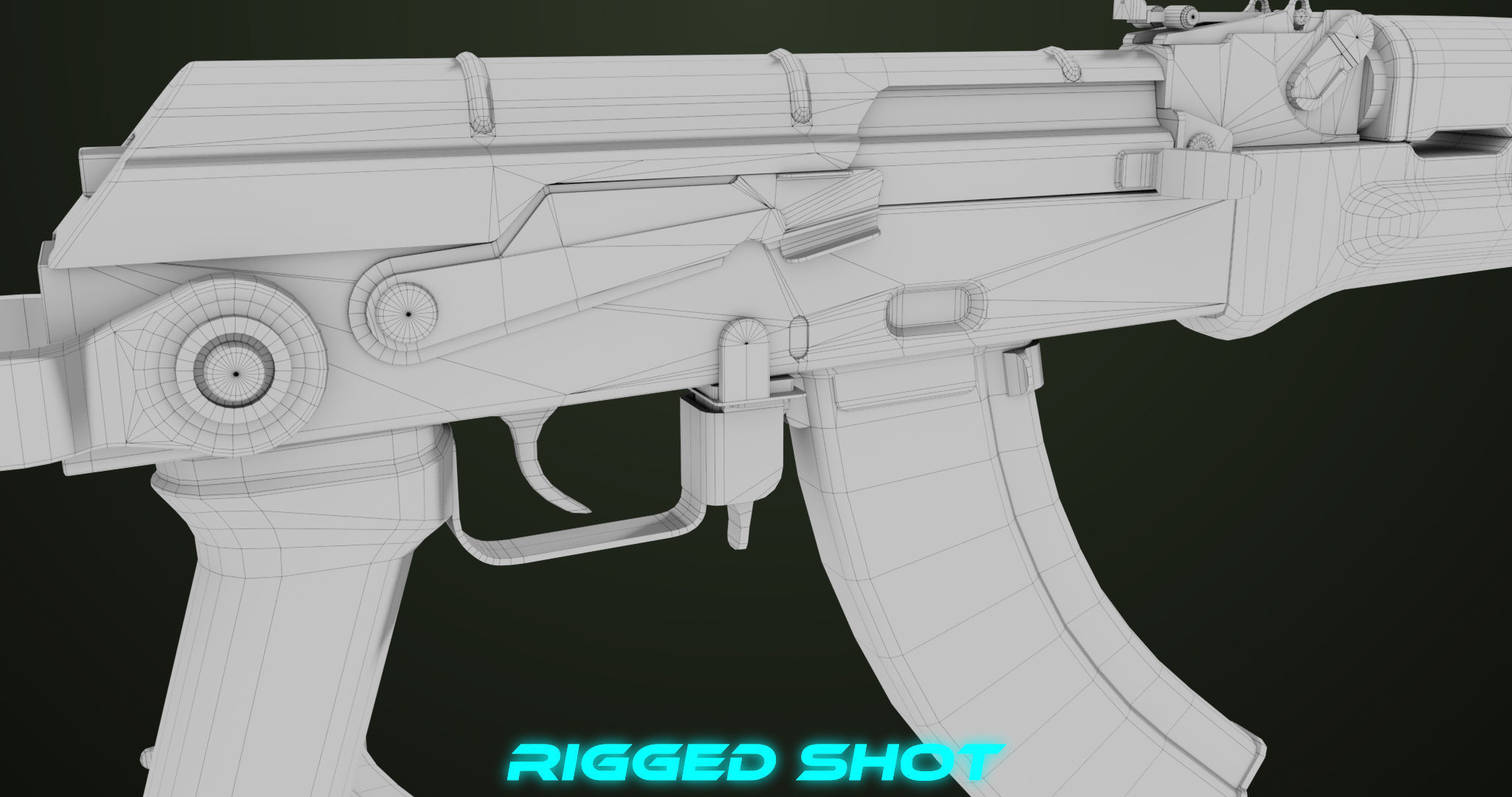 AKMS Light Machine Gun 10 Wood All PBR Unity UE Textures Low-poly 3D model_69