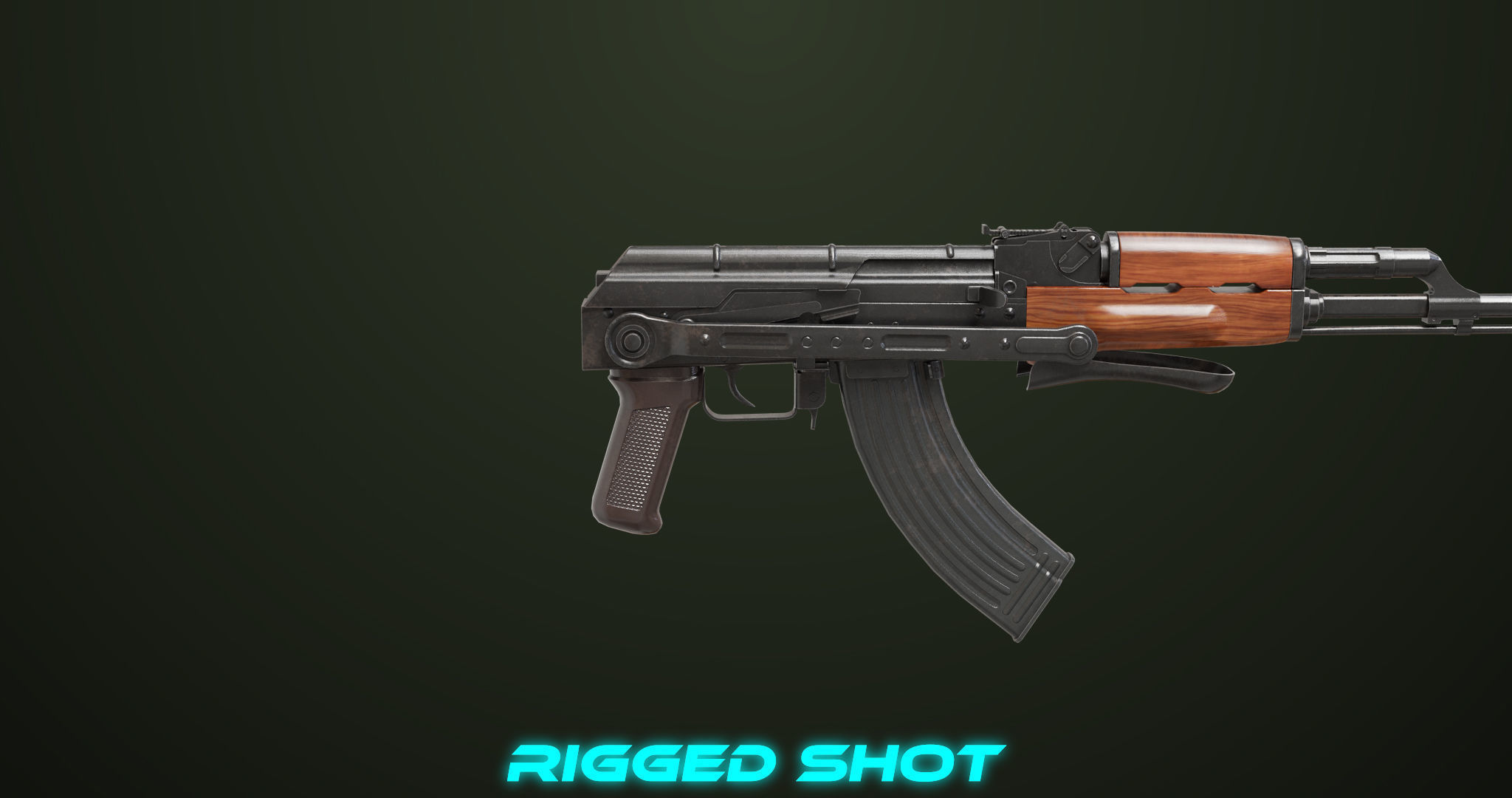 AKMS Light Machine Gun 10 Wood All PBR Unity UE Textures Low-poly 3D model_27