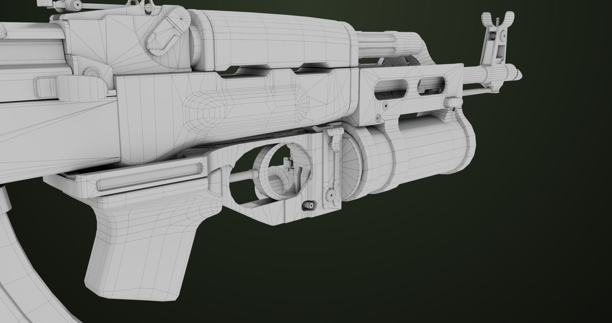 AKMS Light Machine Gun 10 Wood All PBR Unity UE Textures Low-poly 3D model_90