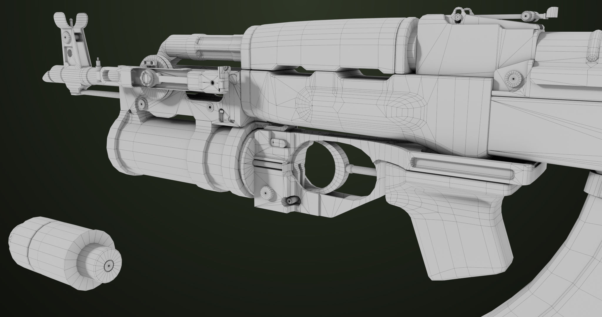 AKMS Light Machine Gun 10 Wood All PBR Unity UE Textures Low-poly 3D model_91