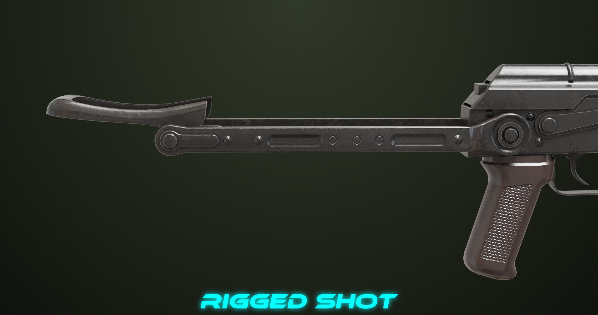 AKMS Light Machine Gun 10 Wood All PBR Unity UE Textures Low-poly 3D model_25