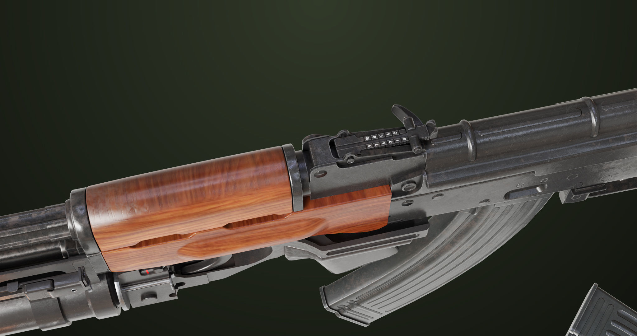 AKMS Light Machine Gun 10 Wood All PBR Unity UE Textures Low-poly 3D model_12