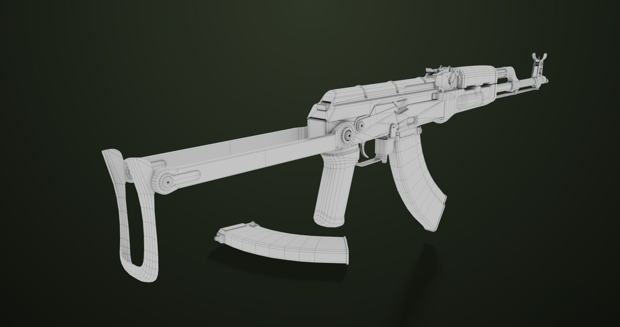 AKMS Light Machine Gun 10 Wood All PBR Unity UE Textures Low-poly 3D model_61