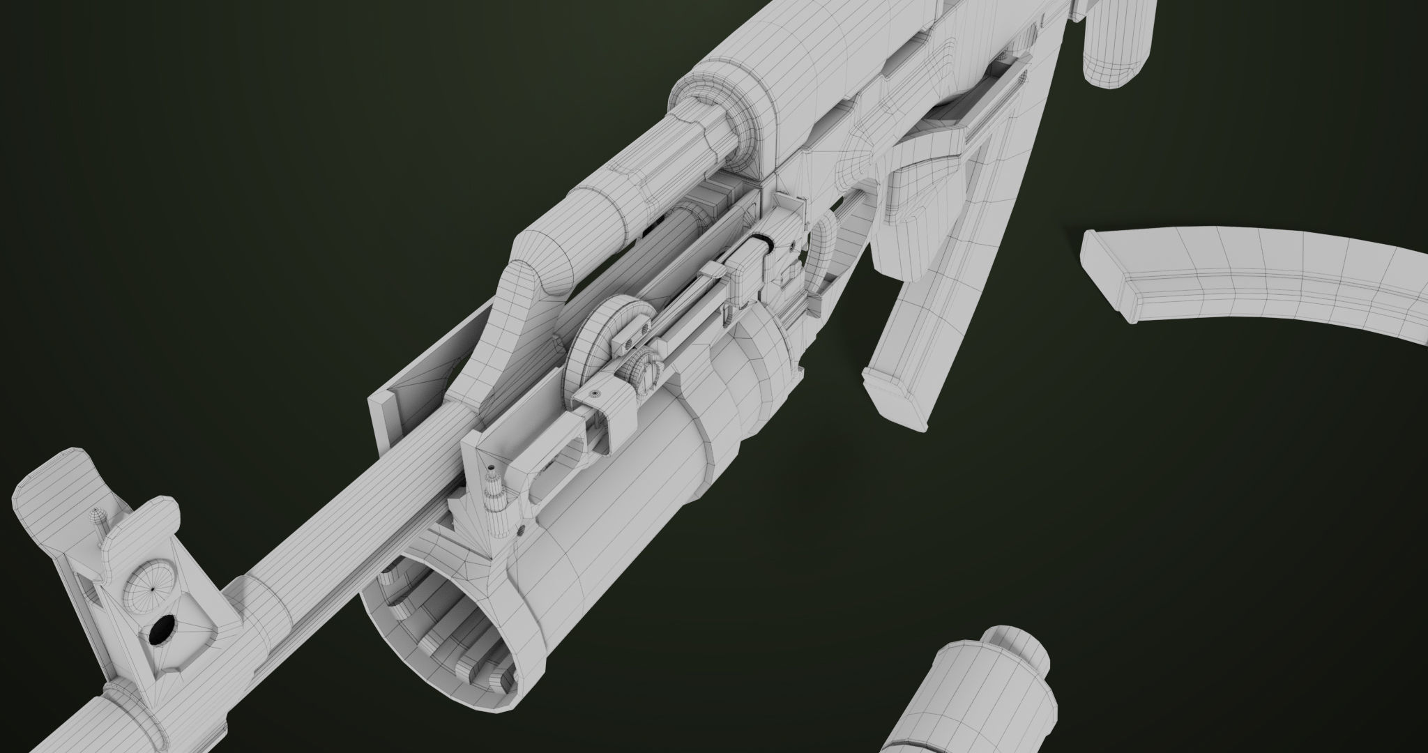 AKMS Light Machine Gun 10 Wood All PBR Unity UE Textures Low-poly 3D model_93