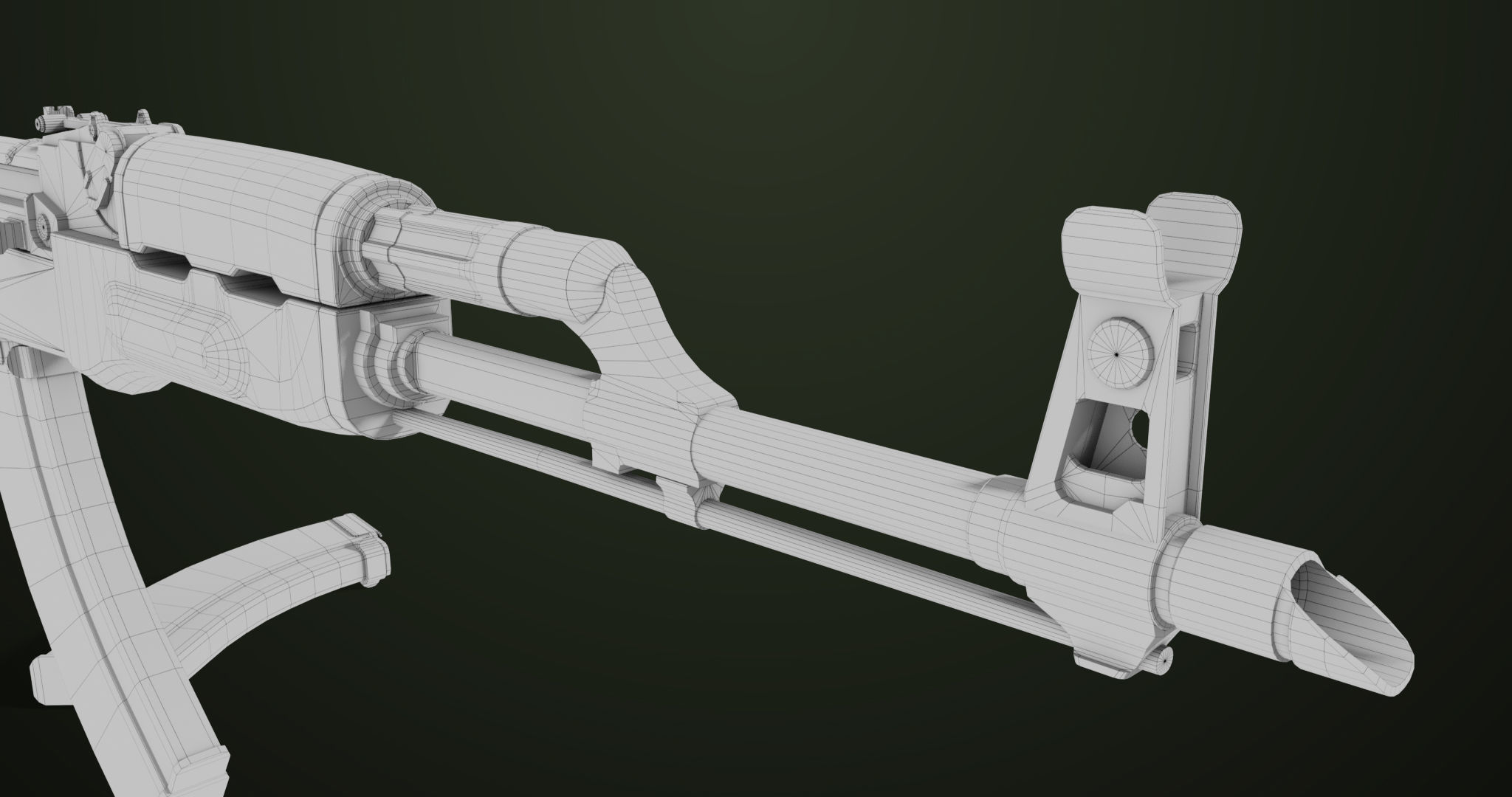 AKMS Light Machine Gun 10 Wood All PBR Unity UE Textures Low-poly 3D model_63