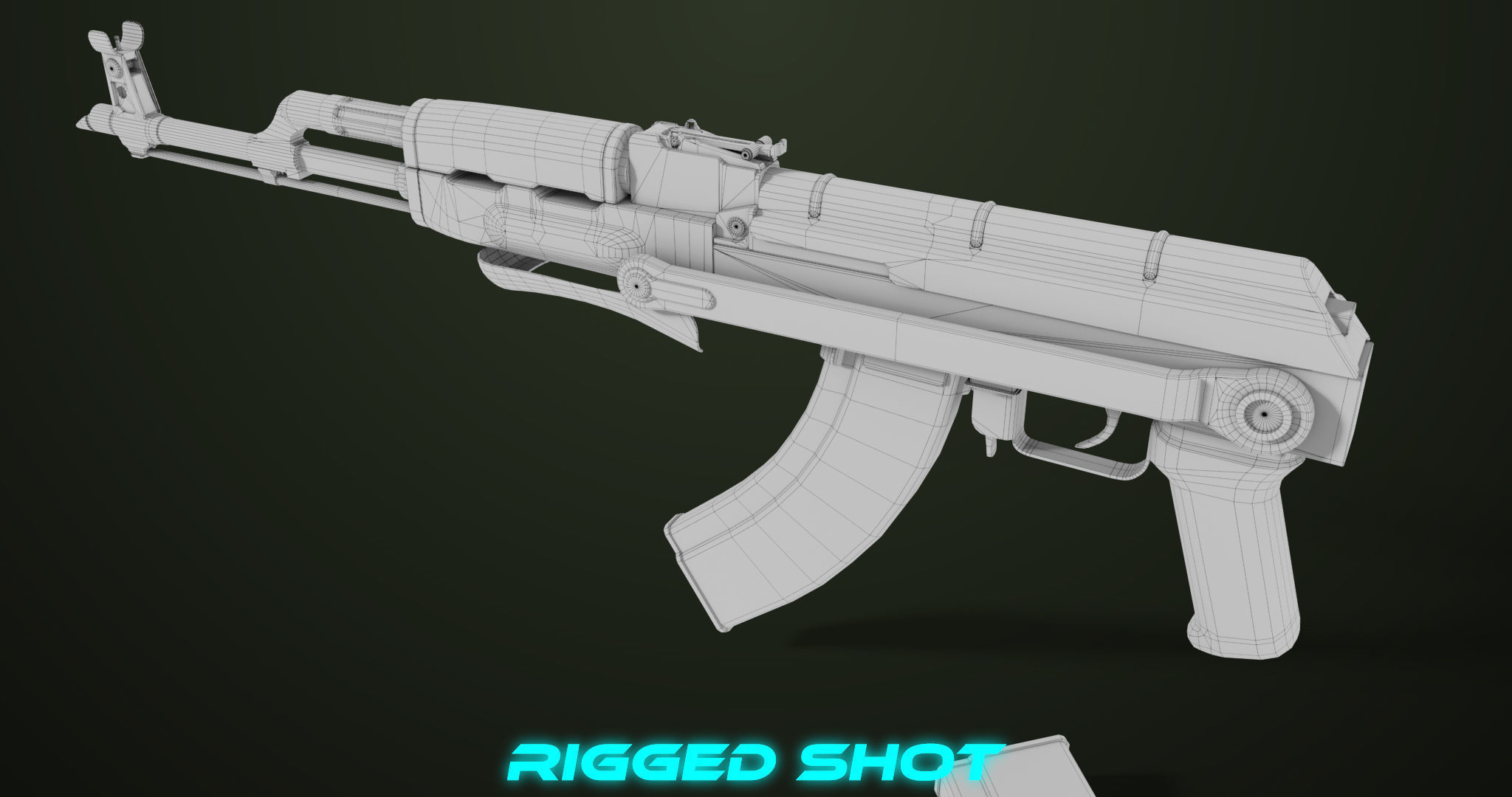 AKMS Light Machine Gun 10 Wood All PBR Unity UE Textures Low-poly 3D model_85