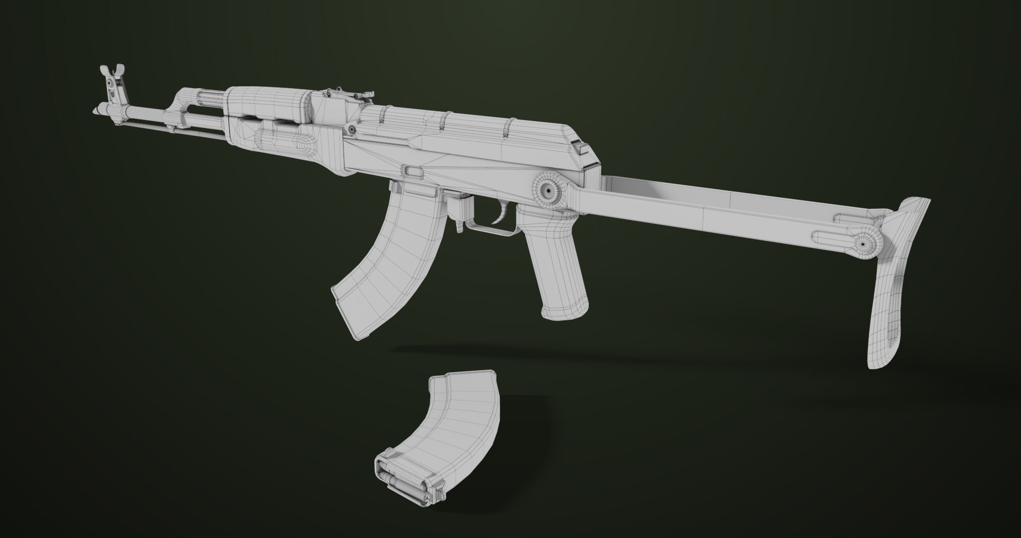 AKMS Light Machine Gun 10 Wood All PBR Unity UE Textures Low-poly 3D model_62