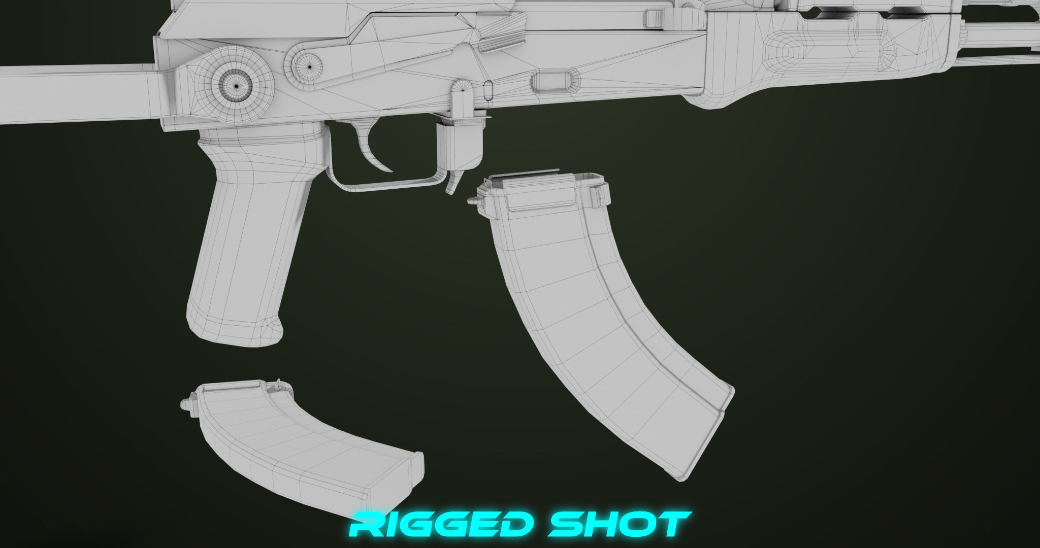 AKMS Light Machine Gun 10 Wood All PBR Unity UE Textures Low-poly 3D model_75