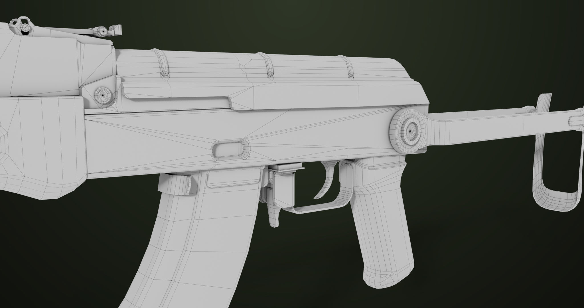 AKMS Light Machine Gun 10 Wood All PBR Unity UE Textures Low-poly 3D model_81