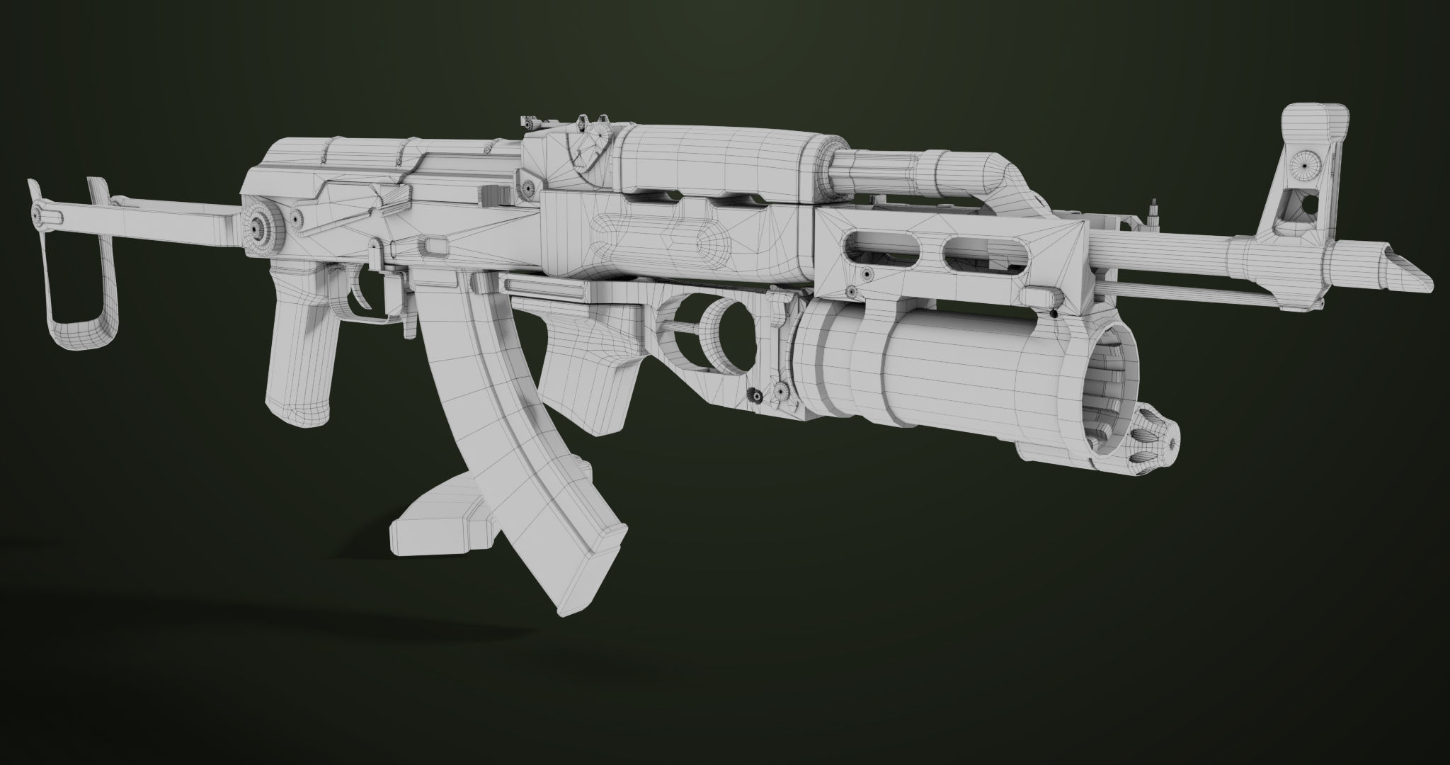 AKMS Light Machine Gun 10 Wood All PBR Unity UE Textures Low-poly 3D model_89