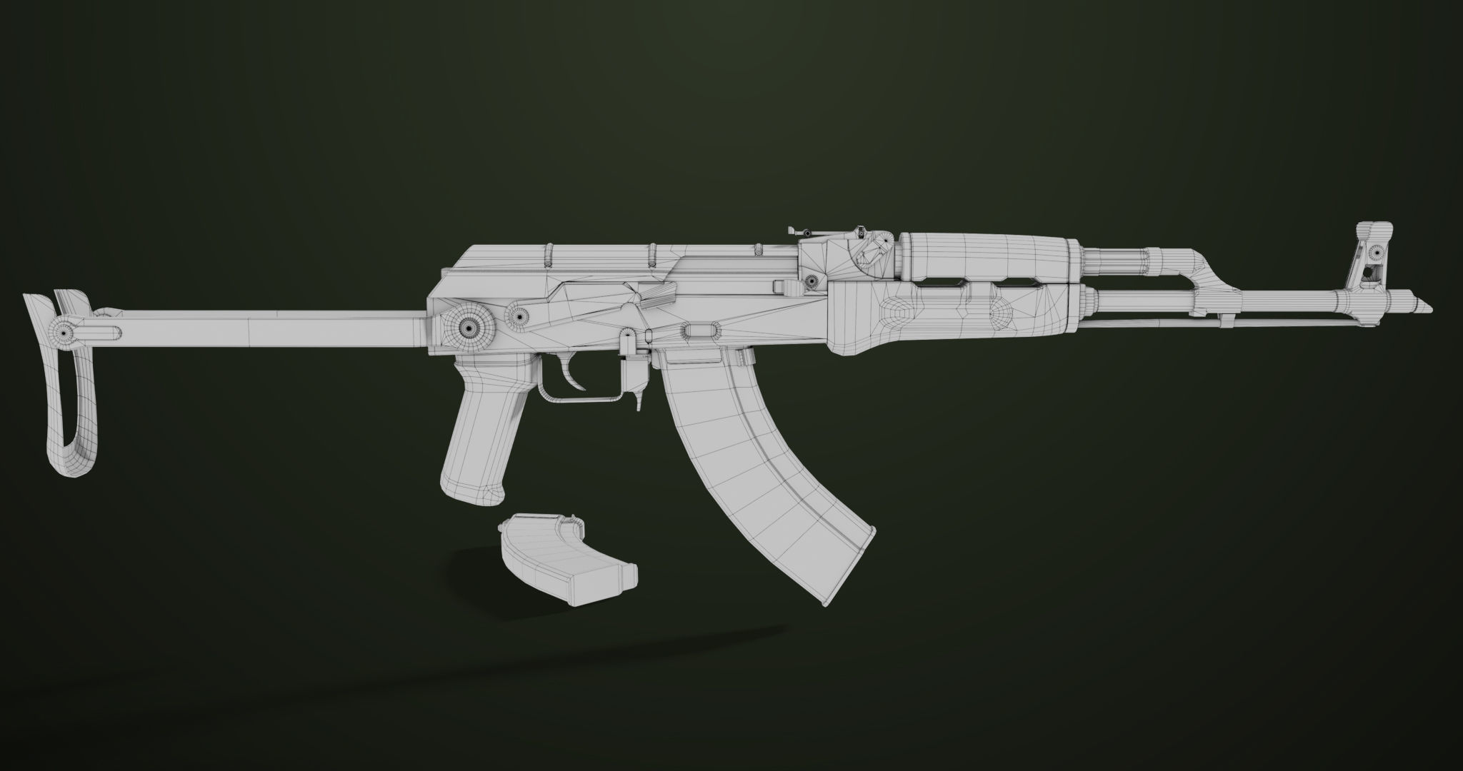 AKMS Light Machine Gun 10 Wood All PBR Unity UE Textures Low-poly 3D model_59