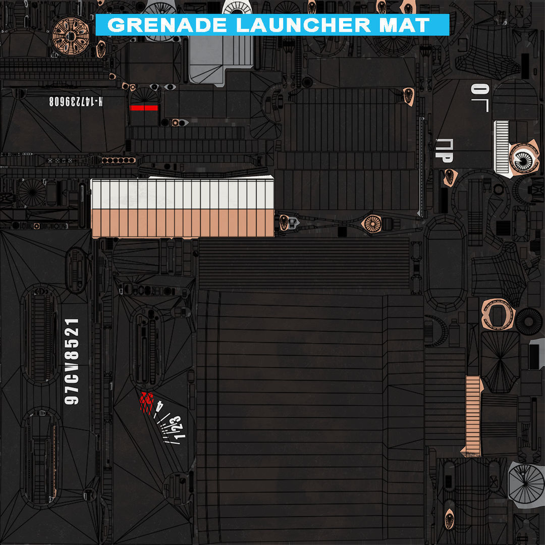 AKMS Light Machine Gun 10 Wood All PBR Unity UE Textures Low-poly 3D model_116