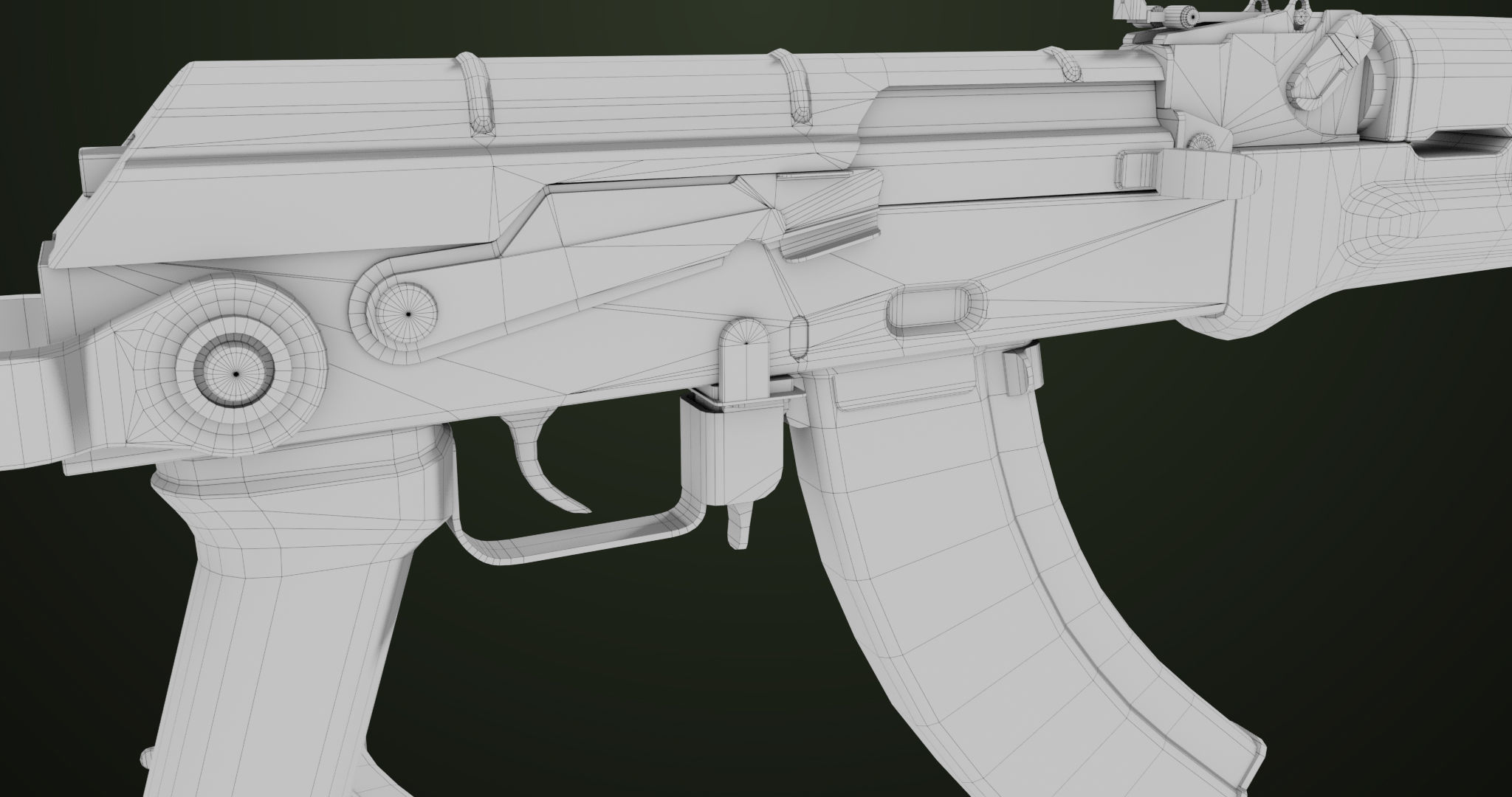 AKMS Light Machine Gun 10 Wood All PBR Unity UE Textures Low-poly 3D model_66