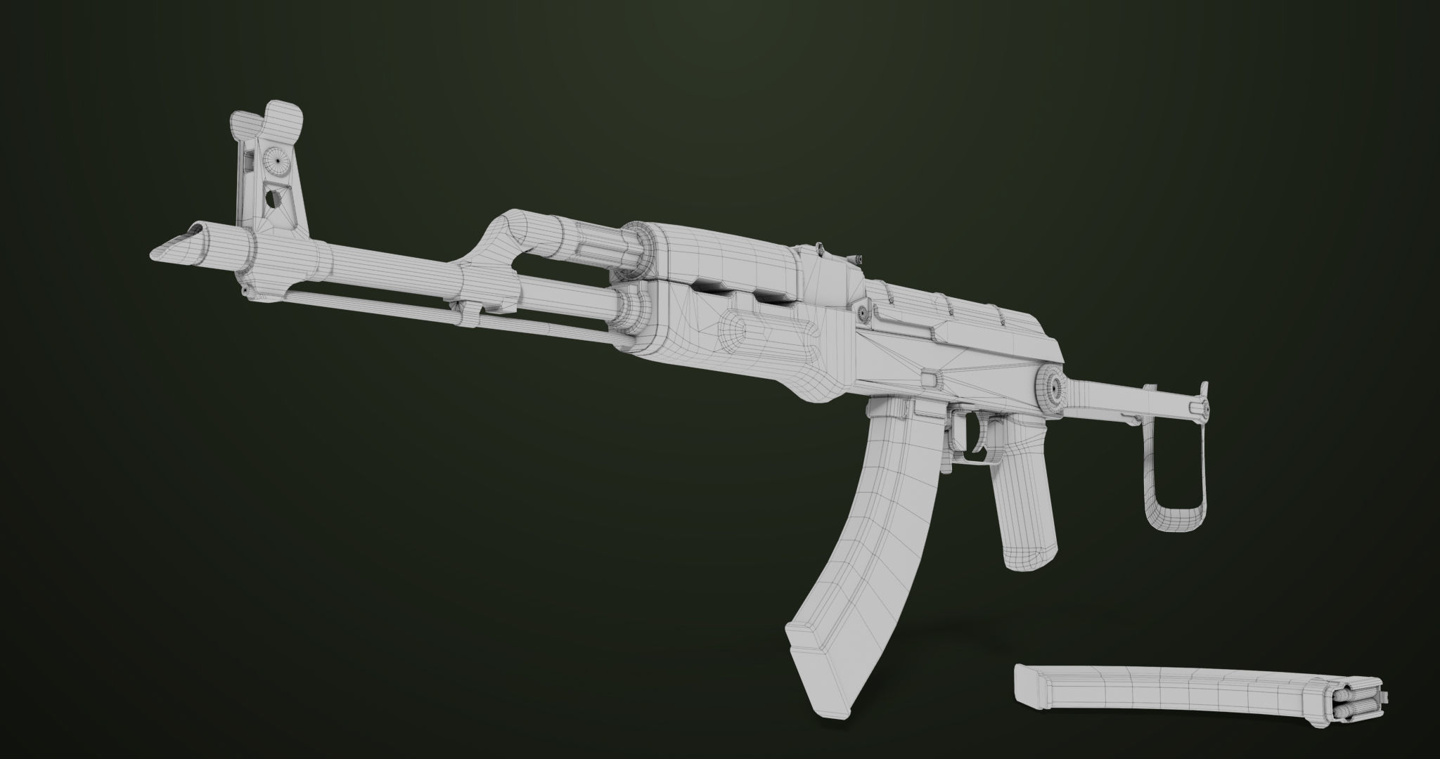 AKMS Light Machine Gun 10 Wood All PBR Unity UE Textures Low-poly 3D model_78
