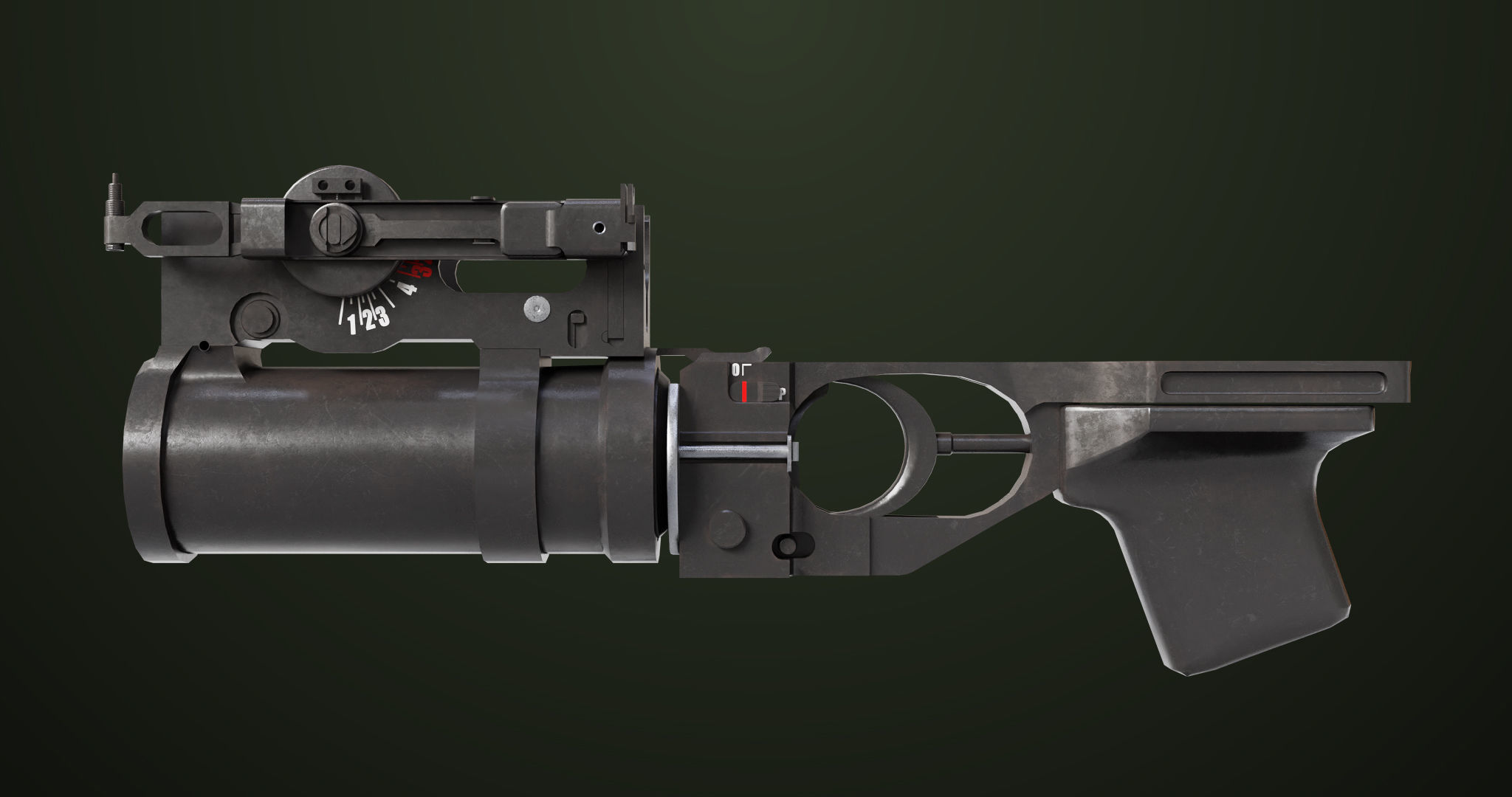 AKMS Light Machine Gun 10 Wood All PBR Unity UE Textures Low-poly 3D model_33