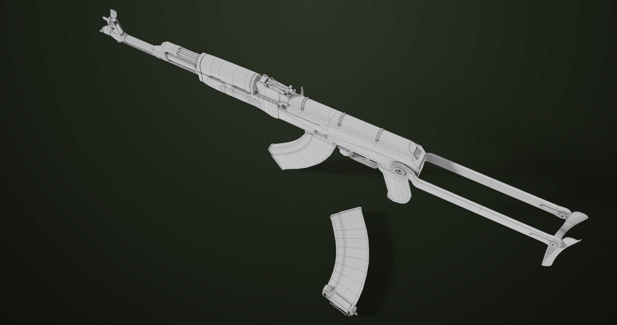 AKMS Light Machine Gun 10 Wood All PBR Unity UE Textures Low-poly 3D model_65