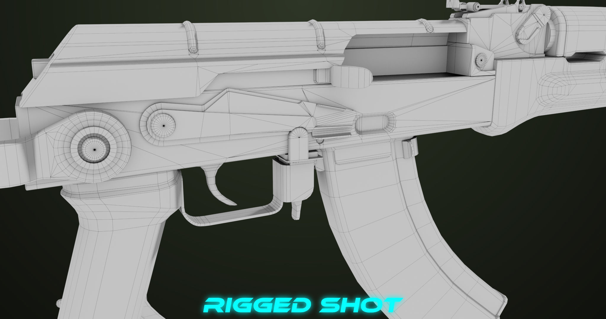 AKMS Light Machine Gun 10 Wood All PBR Unity UE Textures Low-poly 3D model_68