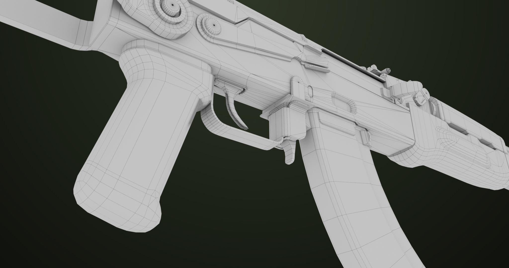 AKMS Light Machine Gun 10 Wood All PBR Unity UE Textures Low-poly 3D model_79