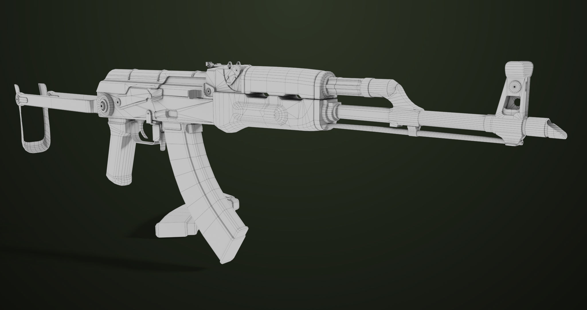 AKMS Light Machine Gun 10 Wood All PBR Unity UE Textures Low-poly 3D model_58
