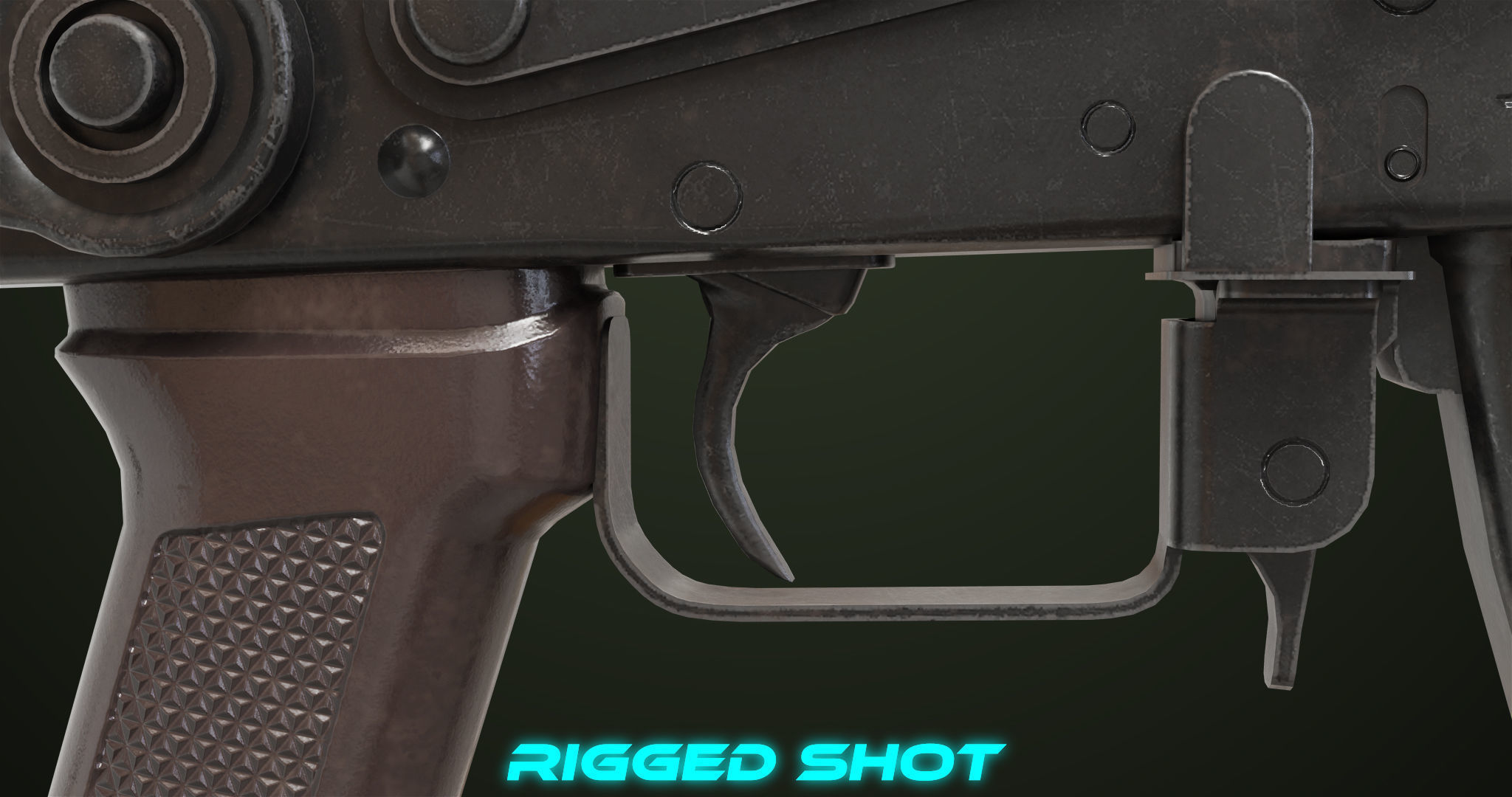 AKMS Light Machine Gun 10 Wood All PBR Unity UE Textures Low-poly 3D model_19