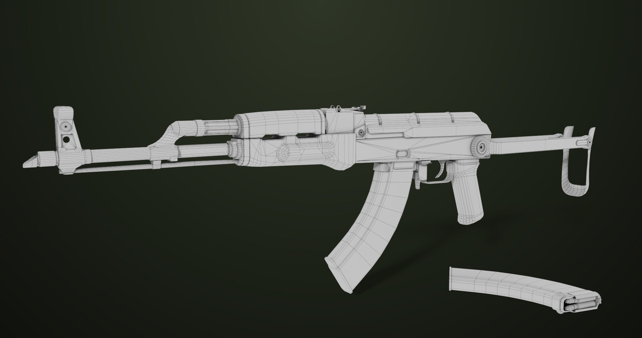 AKMS Light Machine Gun 10 Wood All PBR Unity UE Textures Low-poly 3D model_57