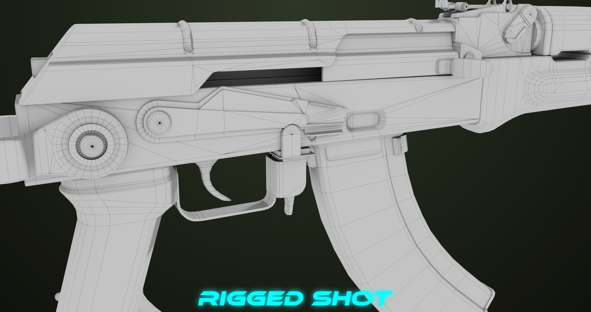 AKMS Light Machine Gun 10 Wood All PBR Unity UE Textures Low-poly 3D model_60