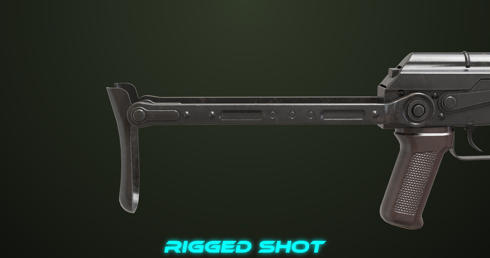 AKMS Light Machine Gun 10 Wood All PBR Unity UE Textures Low-poly 3D model_24