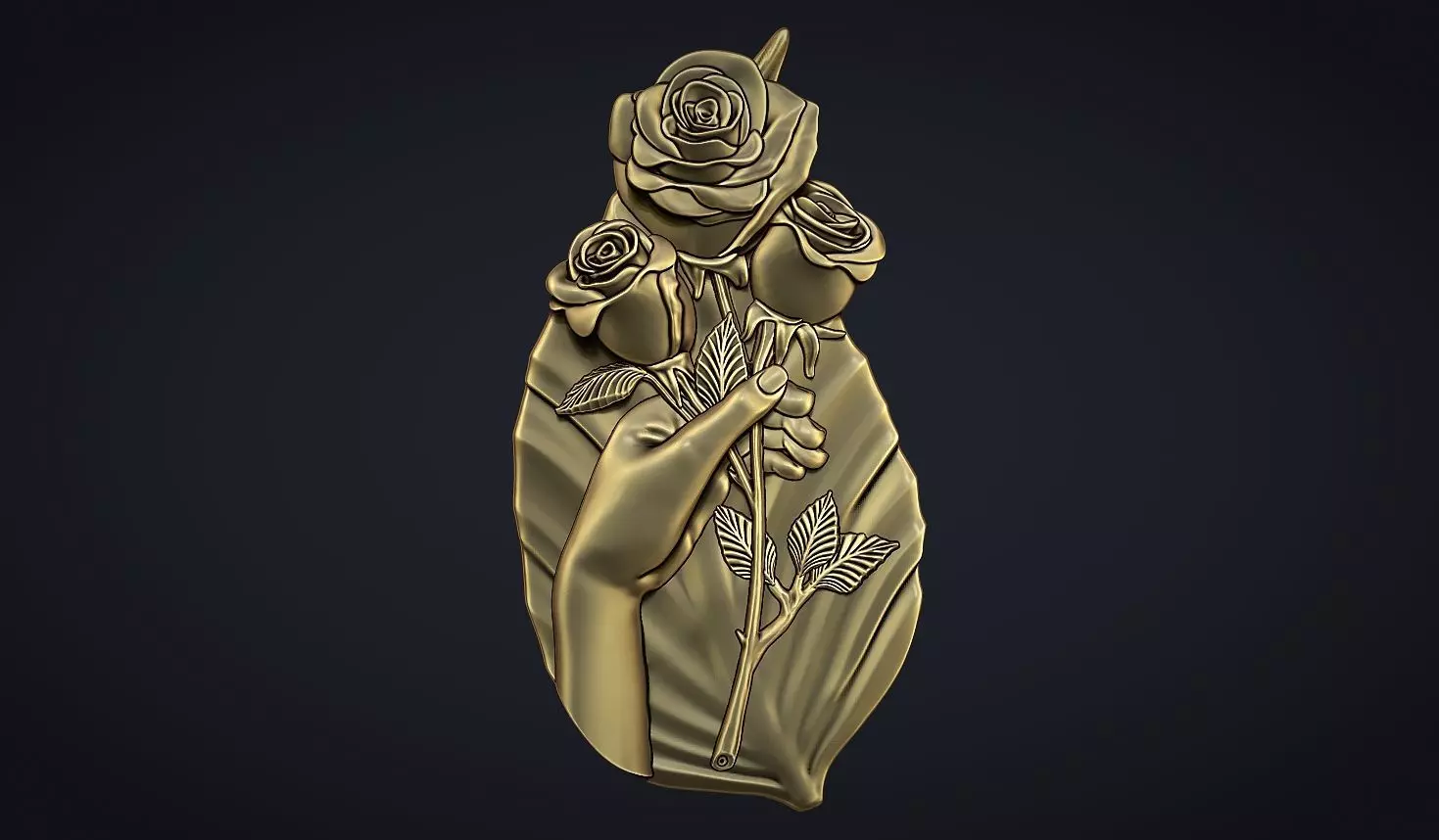 Hand Holding Rose Bas Relief 3D print model
