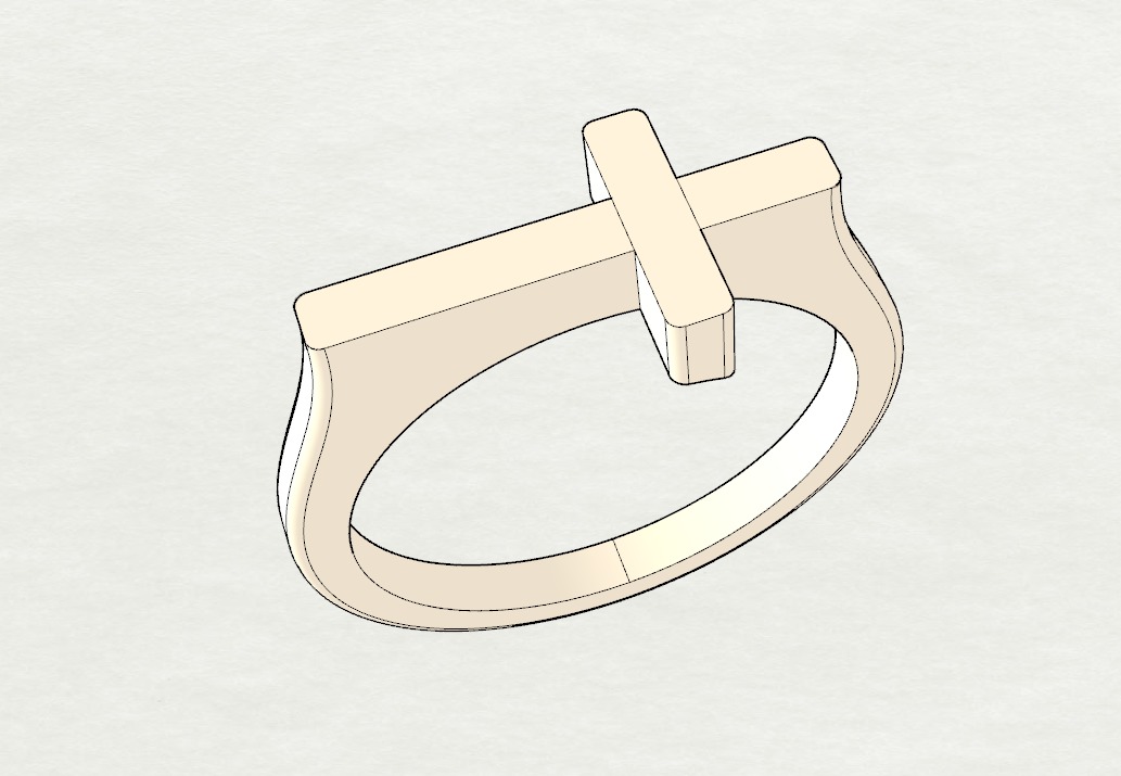 Classic cross ring 3D print model_10