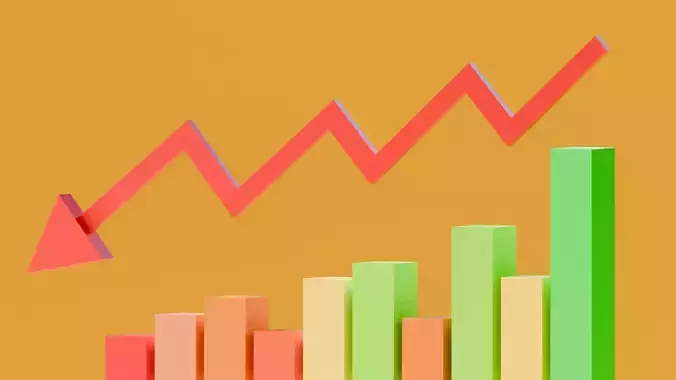 Marketing Icons - Graph Down Low-poly 3D model