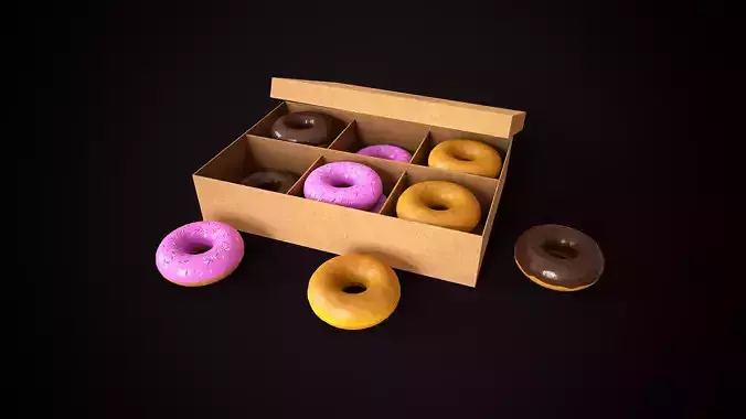 Donuts Low-poly 3D model