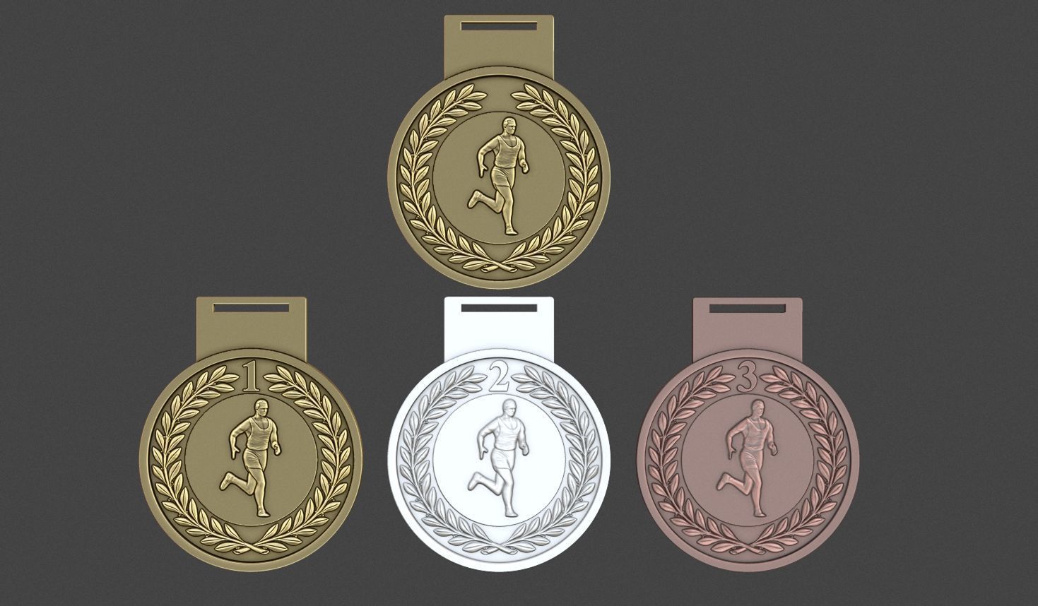 Men Running Award Medals 3D print model_8