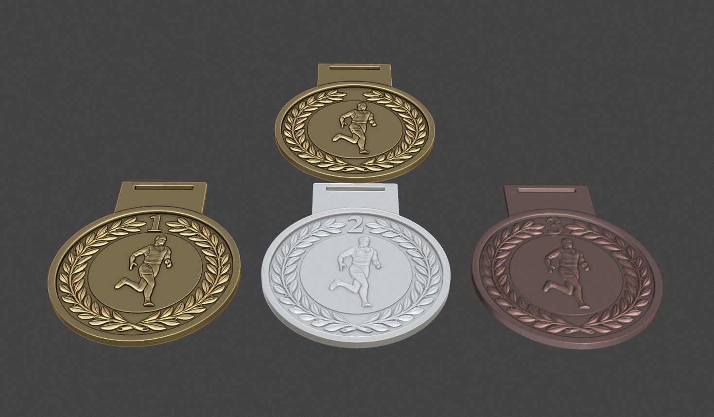 Men Running Award Medals 3D print model_9