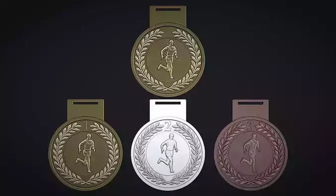Men Running Award Medals 3D print model