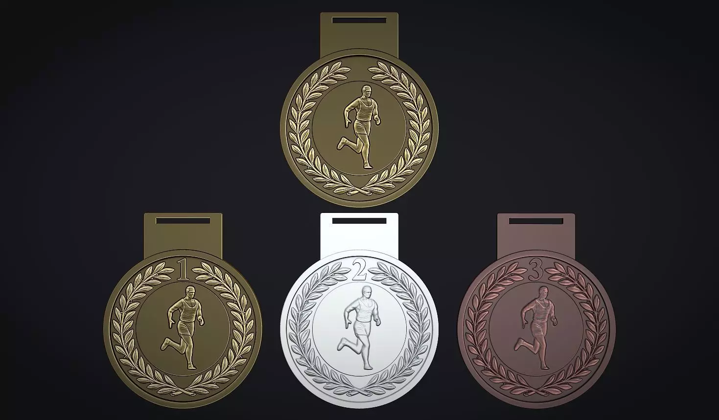 Men Running Award Medals 3D print model_0