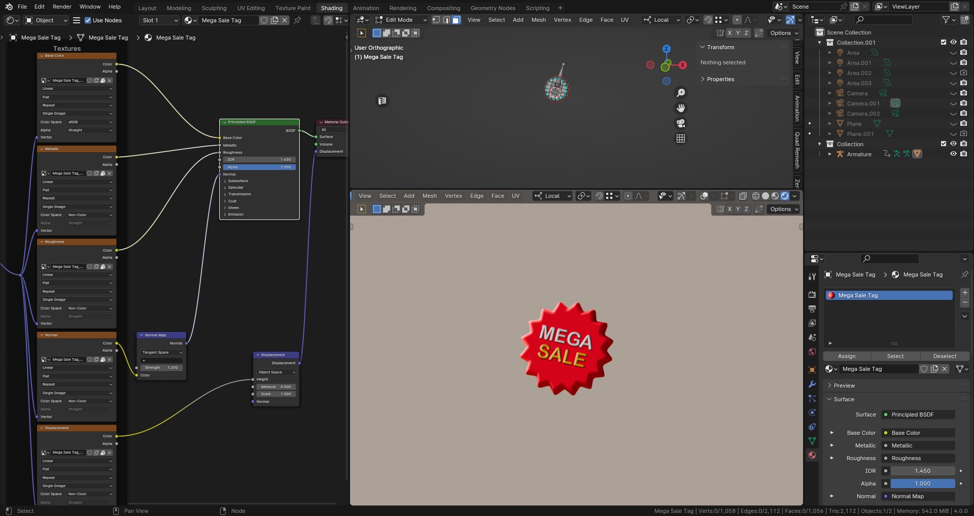 Marketing Icons - Mega Sale Tag Low-poly 3D model_7