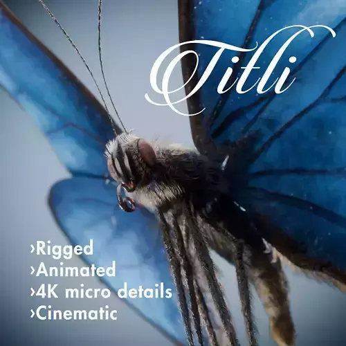 Butterfly Blue Titli Low-poly 3D model