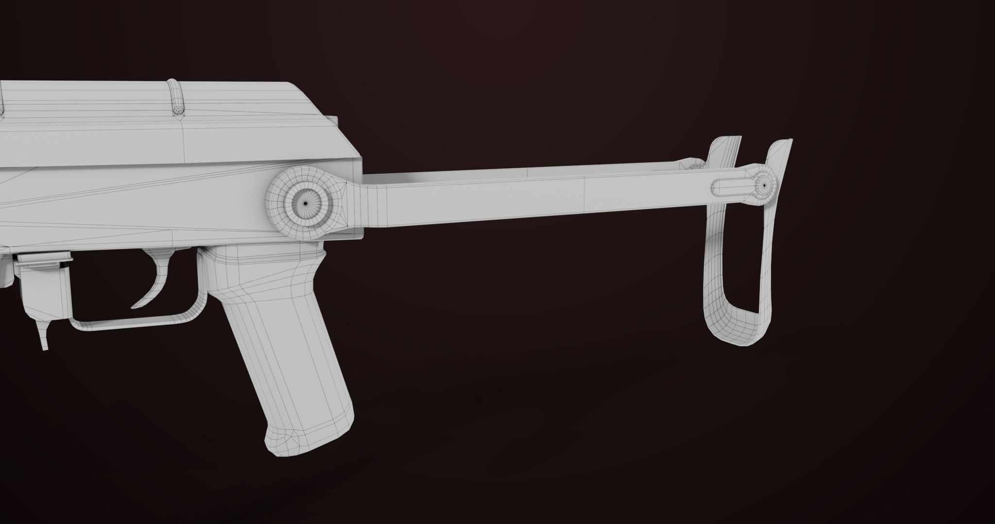 AKMS Light Machine Gun 10 Metal All PBR Unity Low-poly 3D model_80