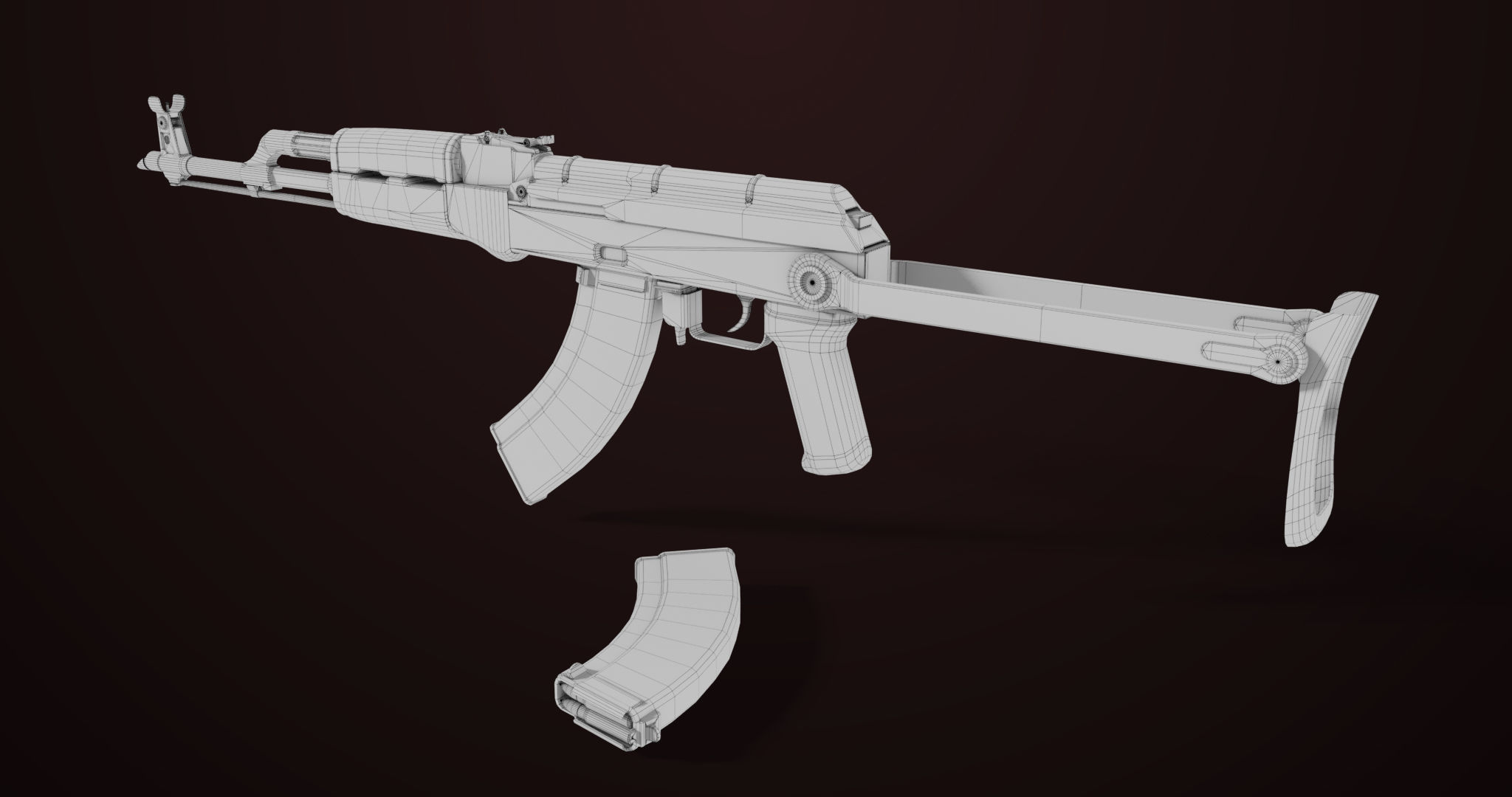 AKMS Light Machine Gun 10 Metal All PBR Unity Low-poly 3D model_59