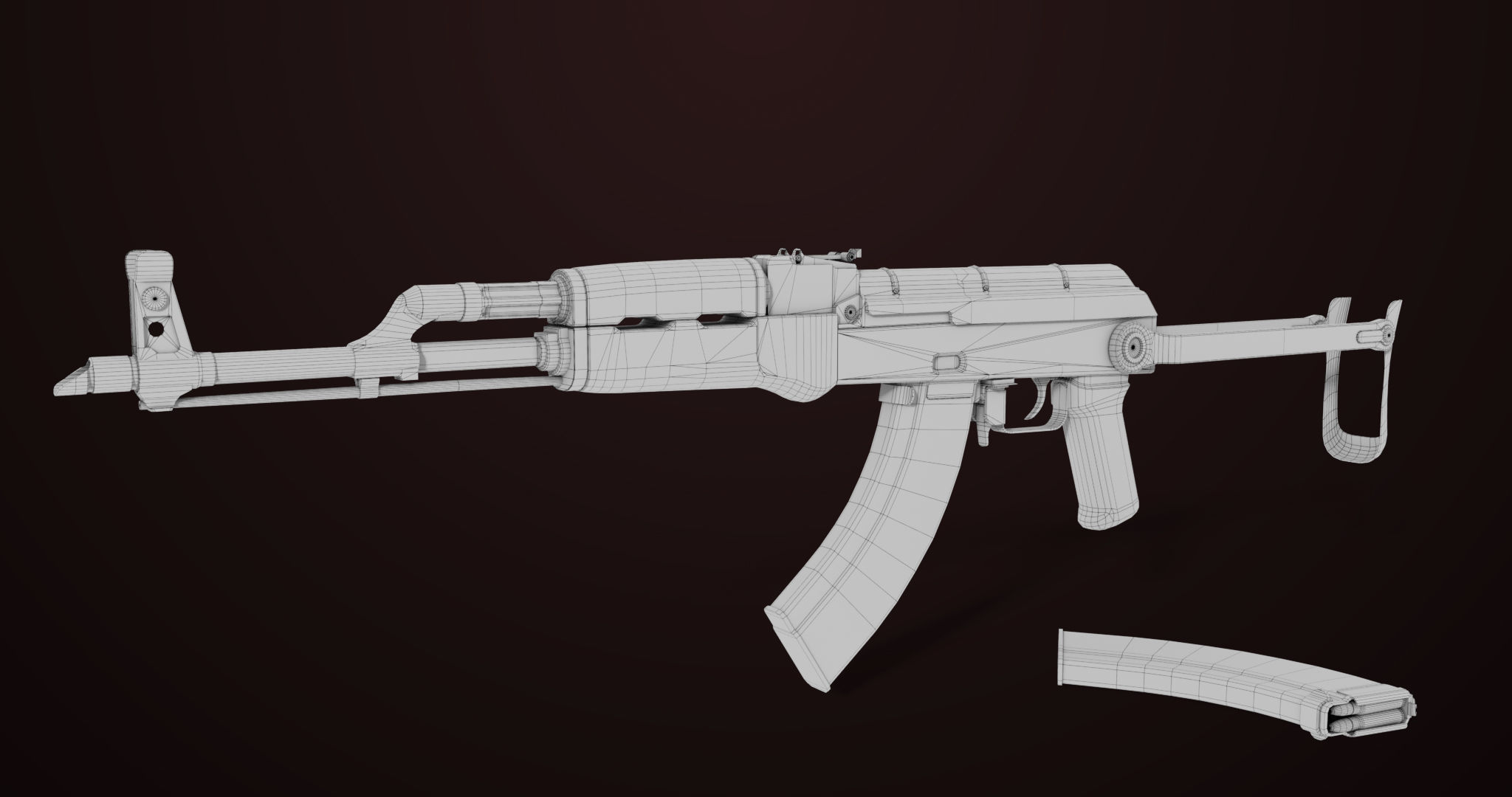 AKMS Light Machine Gun 10 Metal All PBR Unity Low-poly 3D model_55