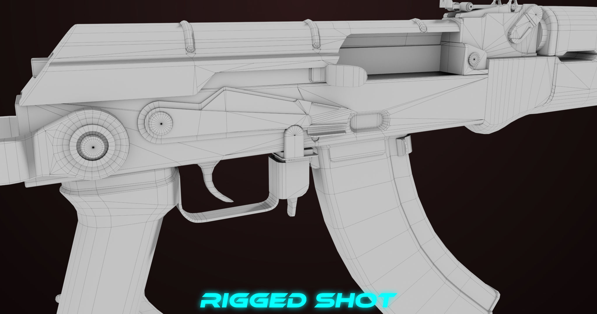 AKMS Light Machine Gun 10 Metal All PBR Unity Low-poly 3D model_65