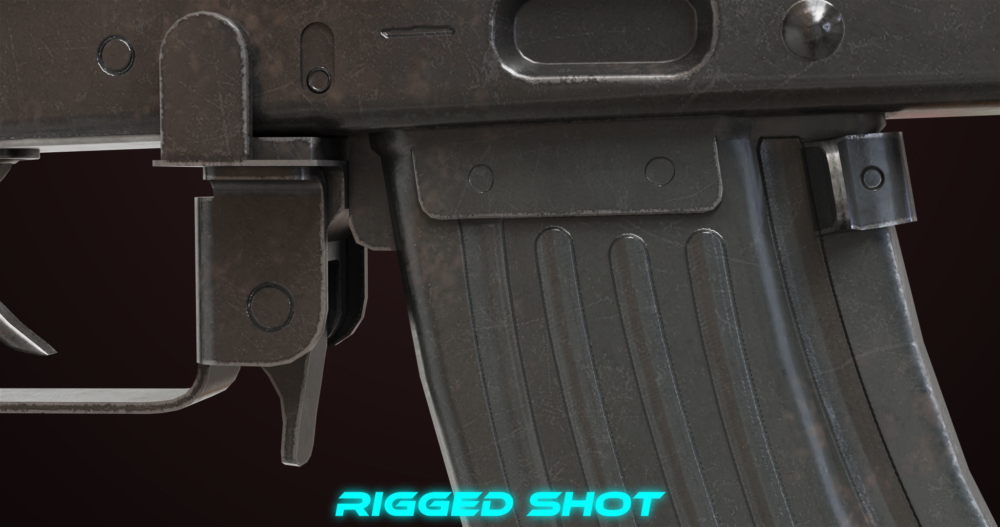 AKMS Light Machine Gun 10 Metal All PBR Unity Low-poly 3D model_19