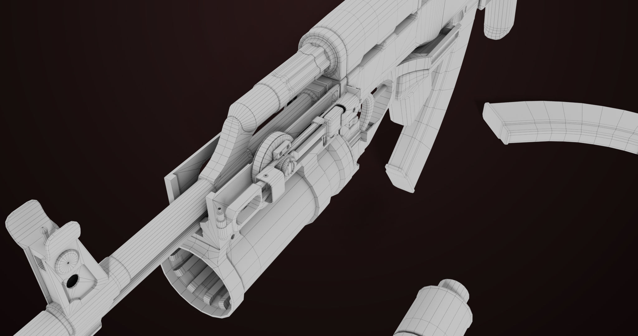 AKMS Light Machine Gun 10 Metal All PBR Unity Low-poly 3D model_93